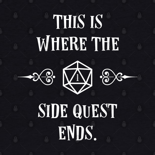 This is Where the Side Quest Ends Critical Fail D20 Dice by pixeptional